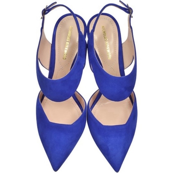 Nicholas Kirkwood Leda Electric Blue Suede Ankle Strap Pumps Heels 39 1/2 - Picture 4 of 10